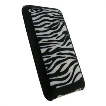 iPod Touch 4G iGadgitz Zebra Silikonikotelo Musta / Valkoinen