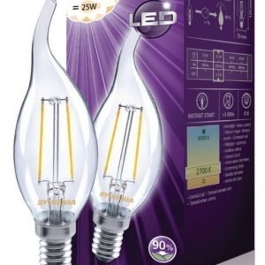kynttilä Bent-tip 250LM 827 LED-lamppu hehkulanka E14 2W